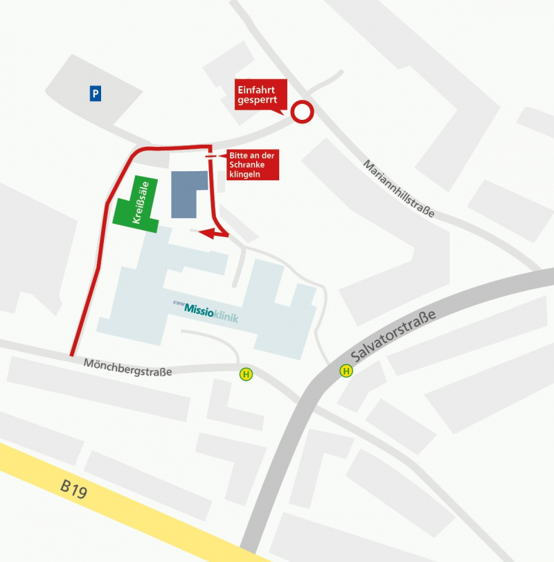 Missioklinik: Einfahrt über Mariannhillstraße vorübergehend nicht möglich